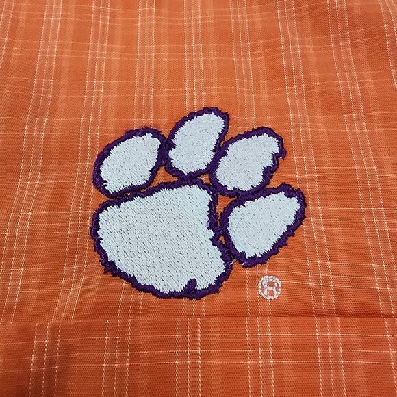 Clemson Tigers Shirt Mens Medium Orange Plaid Casual Short Sleeve Button Down - Picture 10 of 15